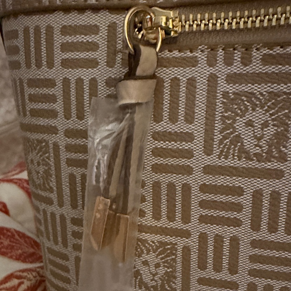Anne Klein Tan Geometric Satchel - Picture 2 of 6